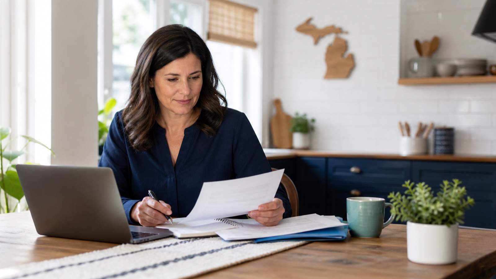 Michigan resident preparing paperwork for 2027 Healthy Michigan Plan requirements